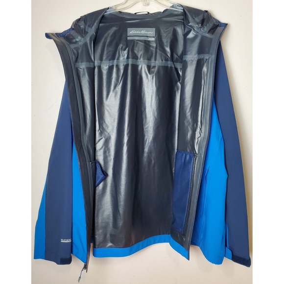 Eddie Bauer Weatheredge Stretch Lightweight Hooded Raincoat Rain Jacket Blue 2XL - Picture 3 of 9